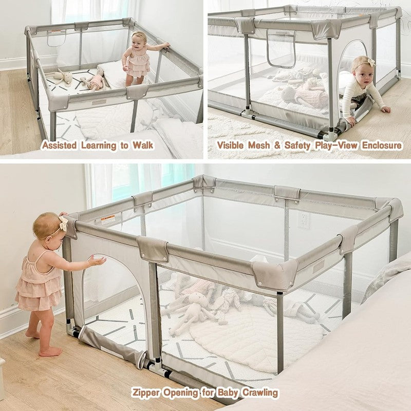Spacious Baby Playpen with Mat - 47" Play Yard for Infants and Toddlers1