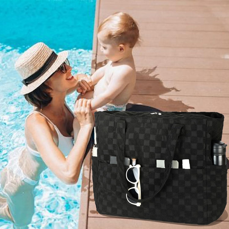 Beach Tote Bag Women Large Waterproof Sandproof Zipper Wet Pocket2