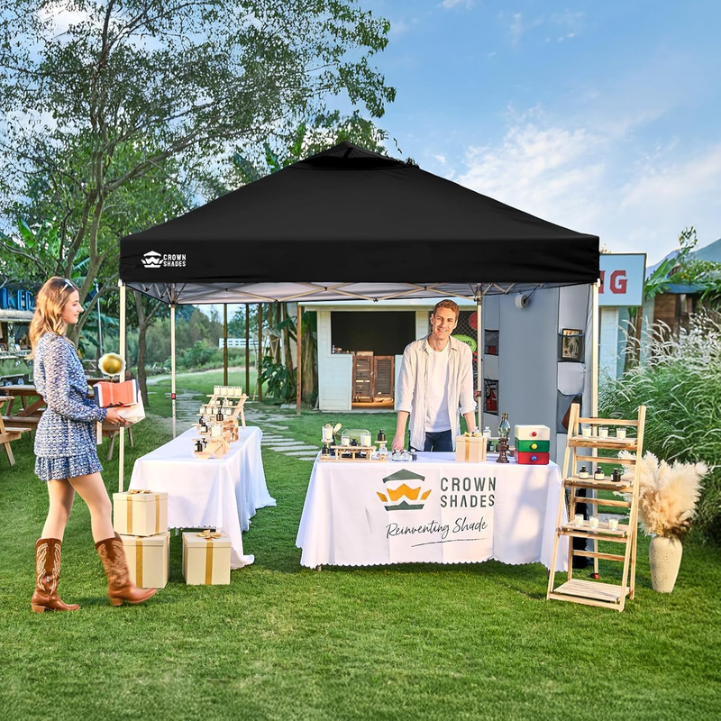 Crown Shades 10x10 Outdoor Pop Up Canopy Tent Easy Setup Sun Shelter Black2