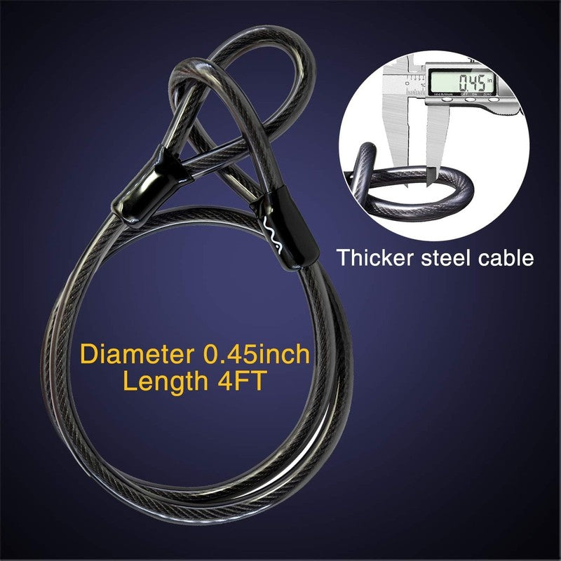 Heavy Duty Bike U Lock 20mm D Lock + 4ft Cable & Mount Bracket Anti-Theft Key3