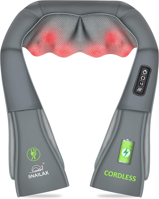 Cordless Shiatsu Neck Back Massager w/ Heat Portable Pain Relief Grey8