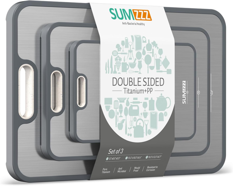 Titanium Cutting Board Set 3 Size Double Sided Food Grade Kitchen9
