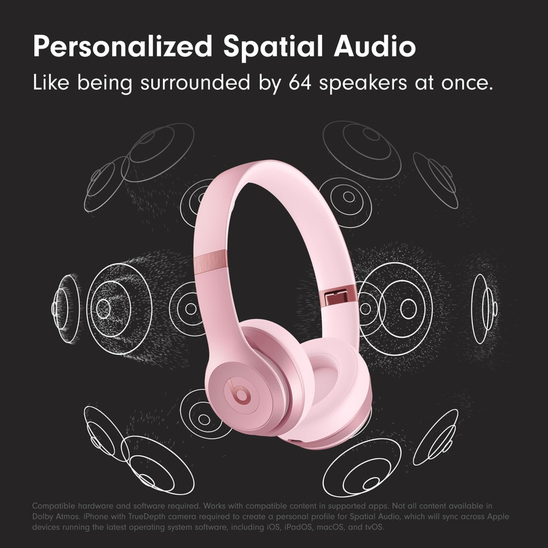 Solo 4 Wireless On-Ear Bluetooth Headphones 50Hr Battery Metallic Pink Apple And2