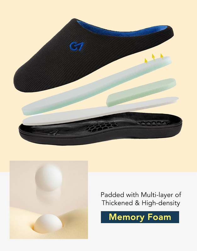 Men'S Two Tone Memory Foam House Slippers Indoor Outdoor Durable Rubber Sole5