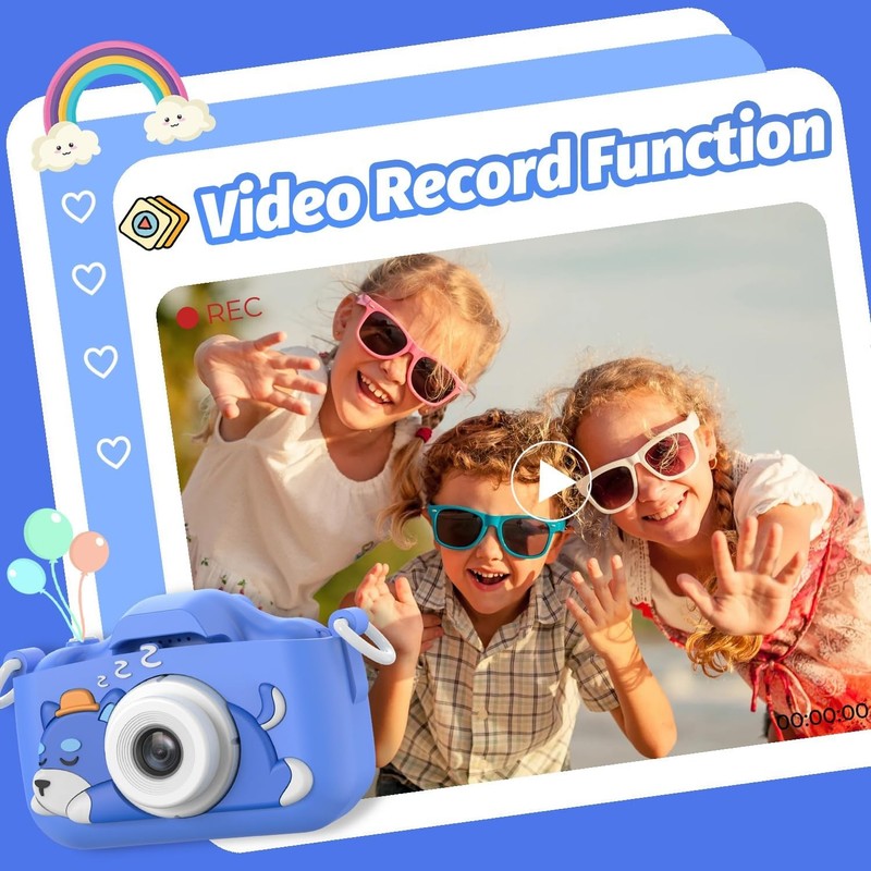 Kids Selfie Digital Camera Toy w/ Protective Cover 32GB SD Card Ages 3 94