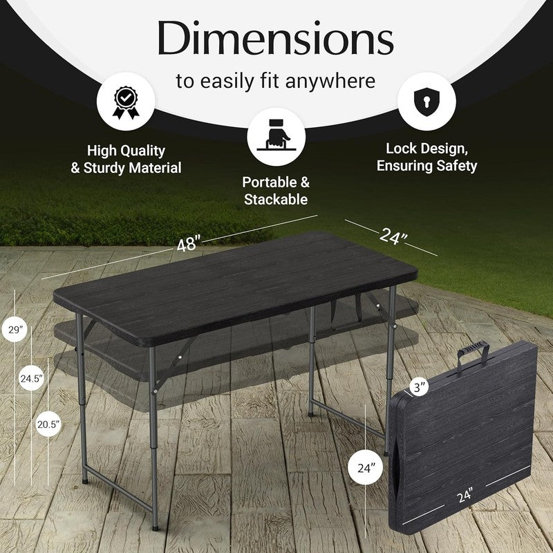4FT Foldable Table Adjustable Height Steel Legs Heavy Duty Portable2