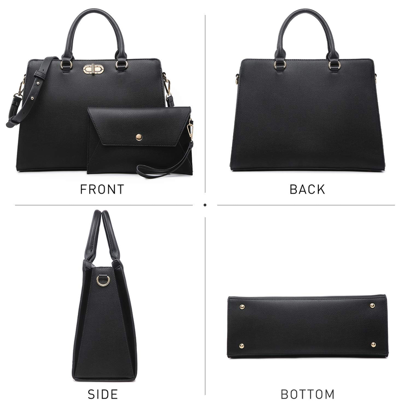 Womens Satchel Handbag Tote Work Shoulder Bag with Matching Clutch1