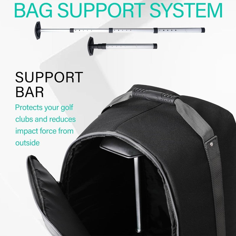 Golf Travel Bag w Adjustable Rod 900D Heavy Duty Oxford Fabric Airline Wheels6