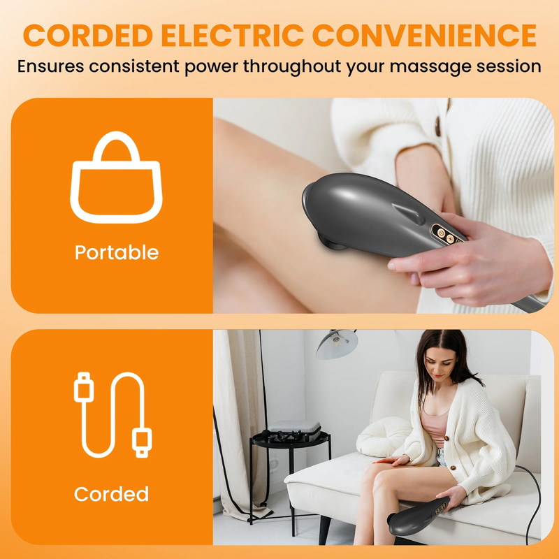 Rechargeable Handheld Massager, Corded Deep Tissue Shiatsu Massager for Neck, Ba5
