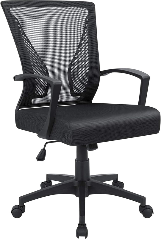 Office Chair Ergonomic Computer Desk Mesh Chair Mid Back Swivel Lumbar Support w9