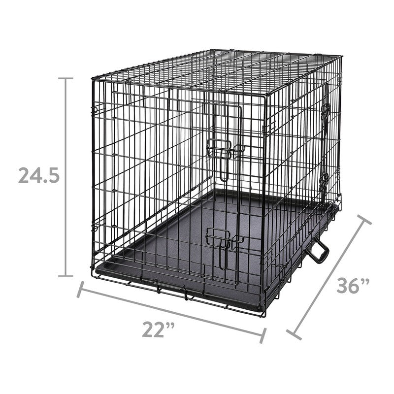 Wire Dog Crate, Double-Door, Divider and Leak-Proof Tray, Metal, Foldable, Durab3