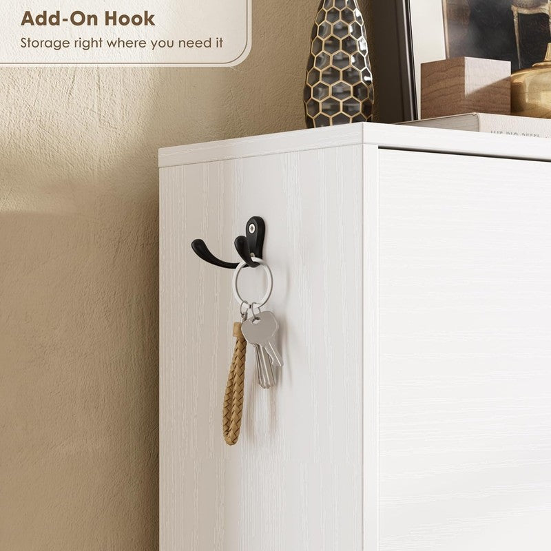 47'' Shoe Cabinet 3 Flip Drawers Narrow Organizer Freestanding Entryway White5