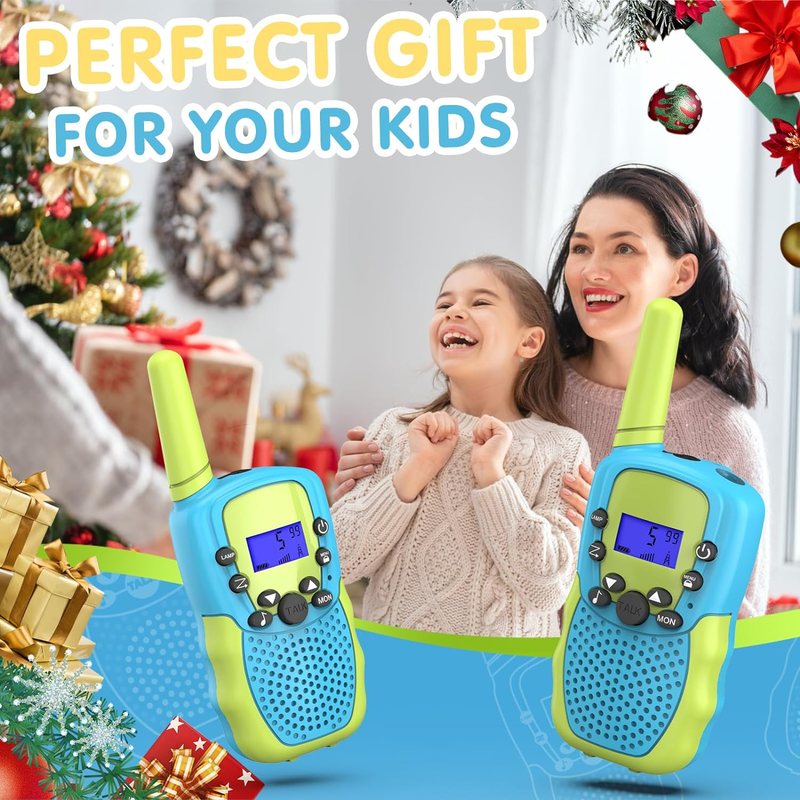 Kids Walkie Talkies 22 Channel 2 Way Radio Toy 3 Mile Range Flashlight LCD5