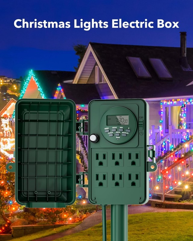 7 Day Outdoor Digital Stake Timer, 6 Outlets, Weatherproof, BNC U3S, Heavy Duty1