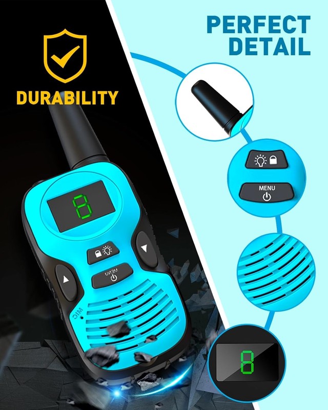 Kids Walkie Talkies 4 Pack Long Range Toy Radios Flashlight LCD 3 Miles 5 72