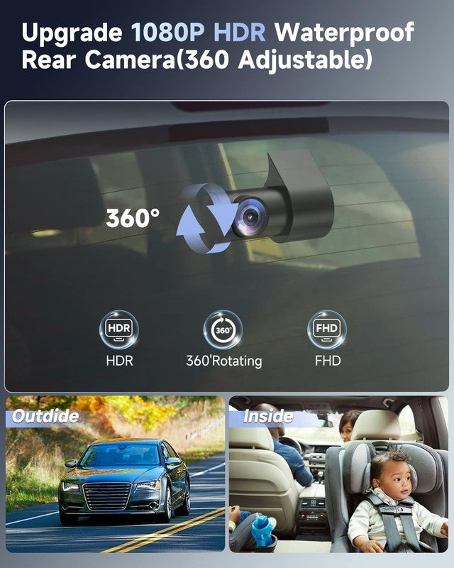 4K+1080P Dual Dash Cam Front Rear w/ 64GB Card 5G WiFi App Night Vision7