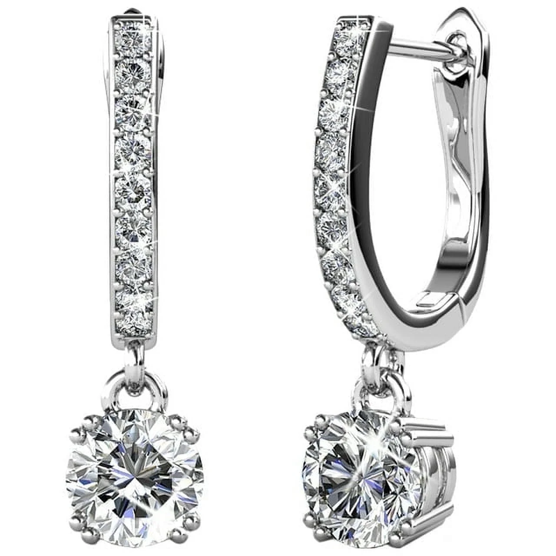 Mckenzie 18K White Gold Plated Drop Dangle Earrings with Crystals for Women7