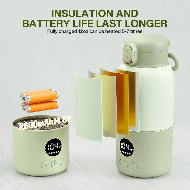 Portable Baby Bottle Warmer 12.8oz Fast Heat Breastmilk Formula Travel3