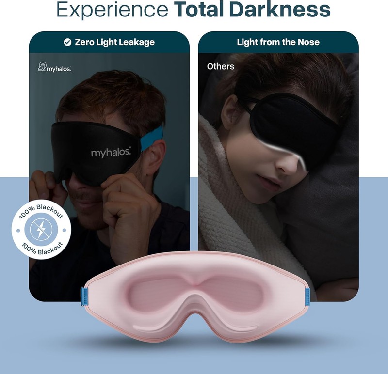 3D Blackout Sleep Mask Memory Foam Eye Mask for Side Sleepers Peach Orange3