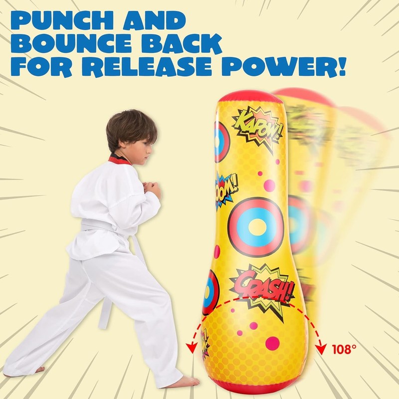 2 Pack Inflatable Bopper, 47 Inches Kids Punching Bag with Bounce Back Action, I1
