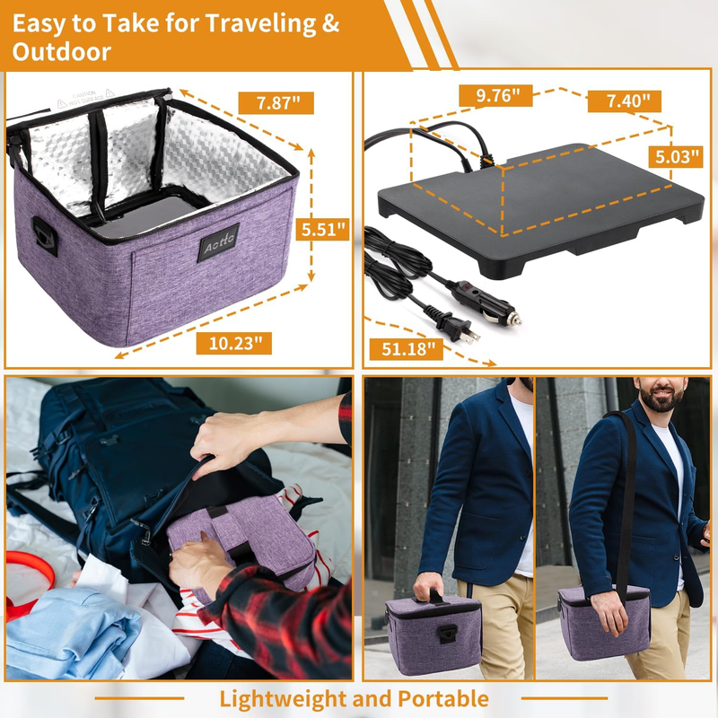 Portable Electric Lunch Box Food Warmer 12V/24V/110V Car Oven Purple2