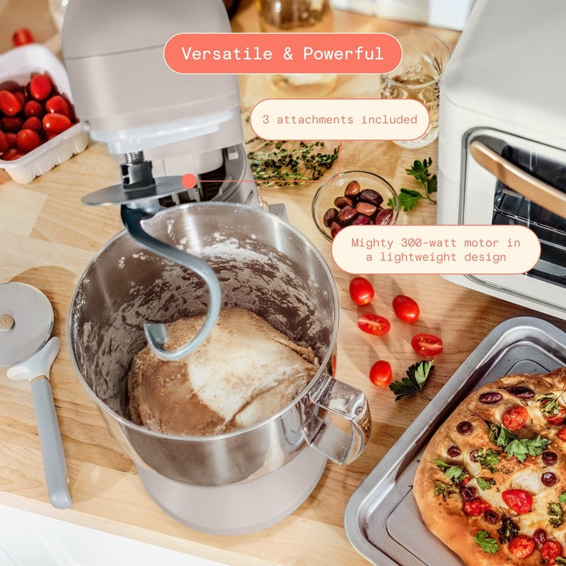 Beautiful 5.3 QT Stand Mixer w/ Flat Beater, Whisk, Dough Hook by Drew Barrymore4