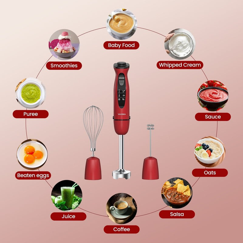 Immersion Blender, 1100W 5-In-1 Hand Blender, 24-Speed Handheld Stick Blender fo7