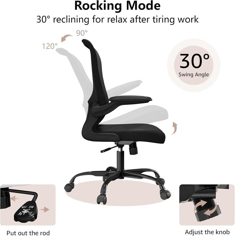 Ergonomic Mesh Office Chair Adjustable Height Flip Up Arms Lumbar Swivel7