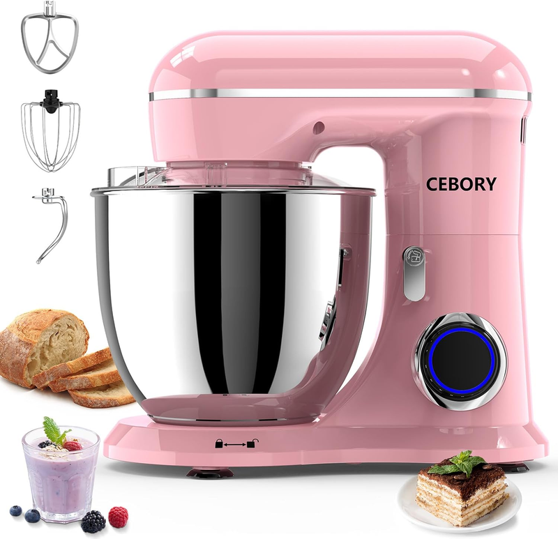 3-in-1 Stand Mixer 6.5QT 660W 10-Speed w/ Dough Hook Whisk Beater6