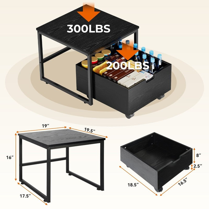 Mini Fridge Stand with Storage Space, Refrigerator Stand Table Shelf with Lockab1