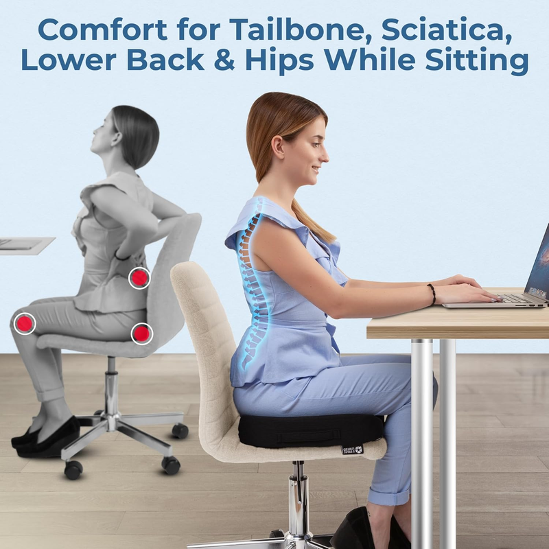 Cooling Gel Seat Cushion Memory Foam Tailbone Pain Relief Black3