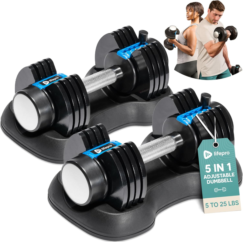 Adjustable Dumbbells 5-in-1 15-55lb w/ Rack Quick Adjust Home Gym Weights9