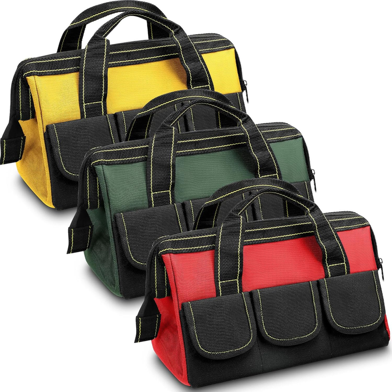 3 Pack Tool Bag 16" Waterproof Hard Bottom Heavy Duty Electrician Tote10