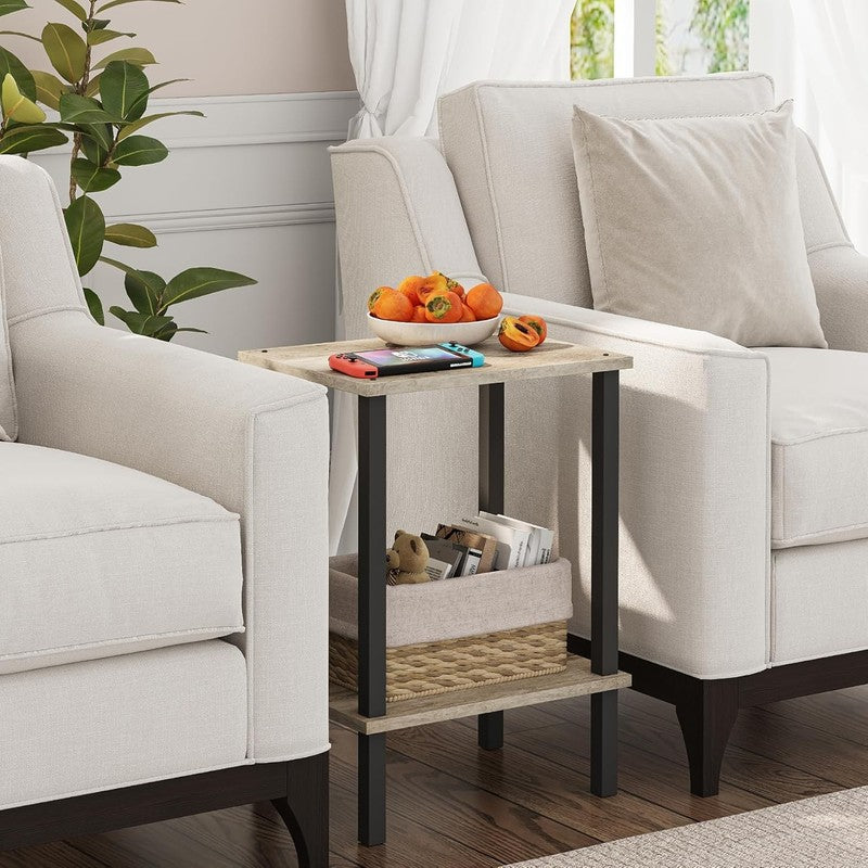 Set of 2 End Tables 2 Tier Side Tables Nightstand Sofa Table for Living Room3