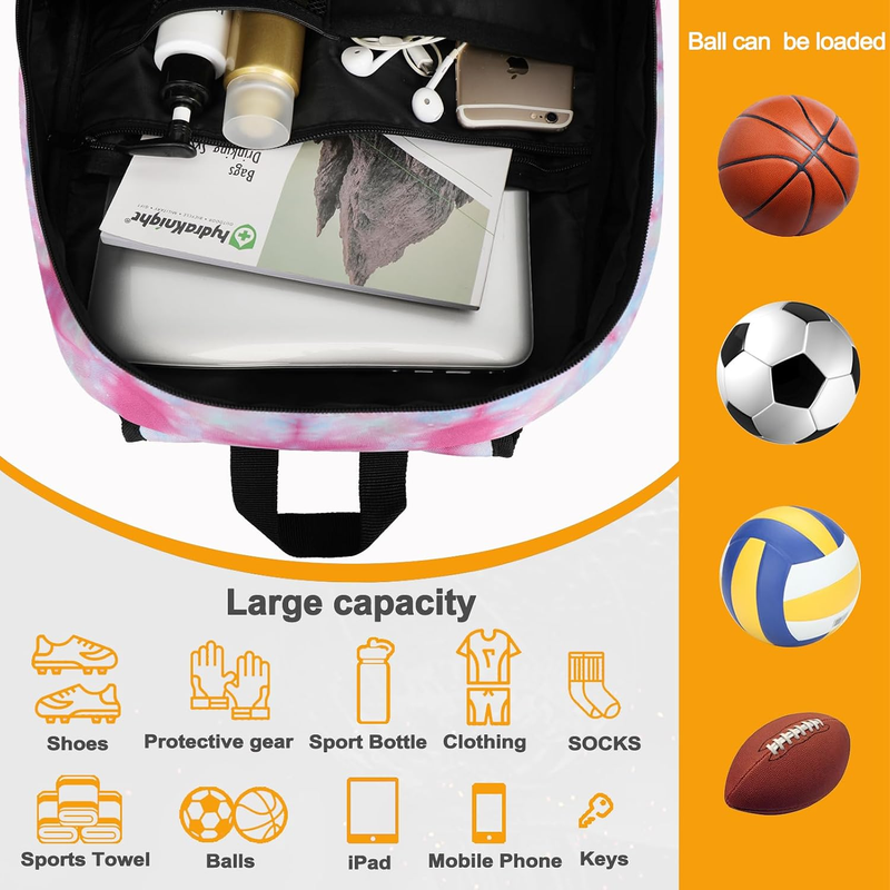 Soccer Basketball Backpack w/ Ball & Shoe Compartment Sports Travel Bag3