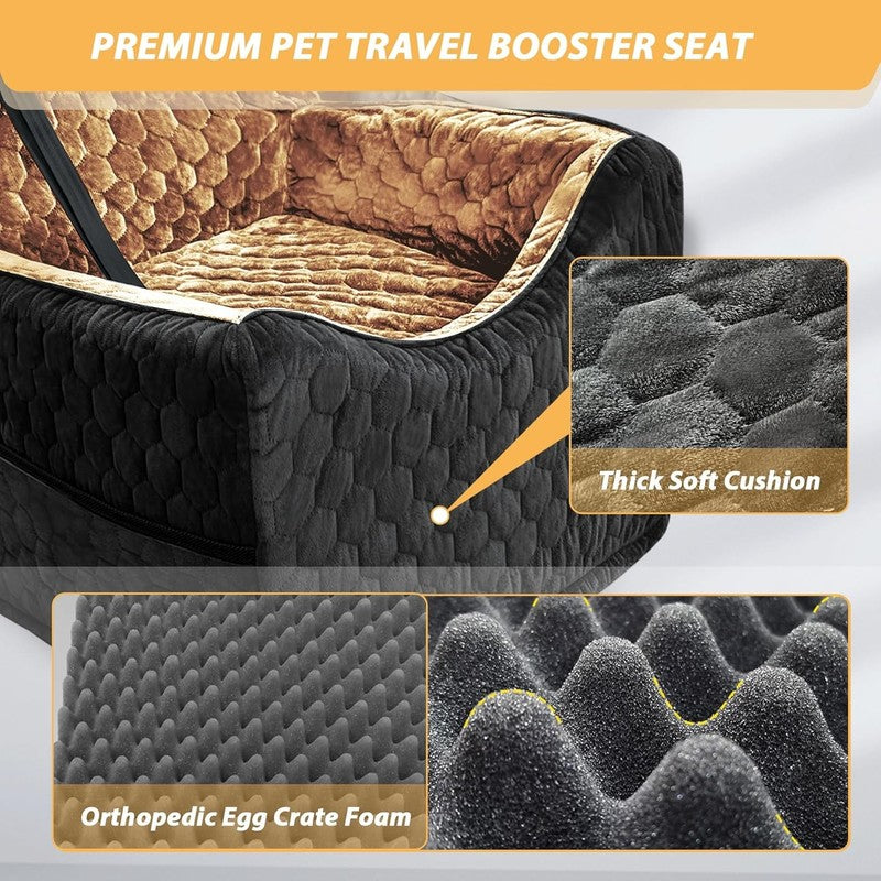 Dog Car Seat for Small/Medium Dogs up to 35lbs Foam Washable Cover Blackbrown3