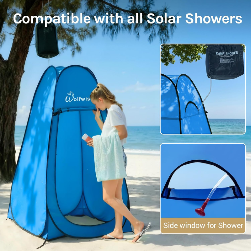 Pop Up Shower Tent Camping Portable Privacy Changing Ventilated Carry Bag Blue3