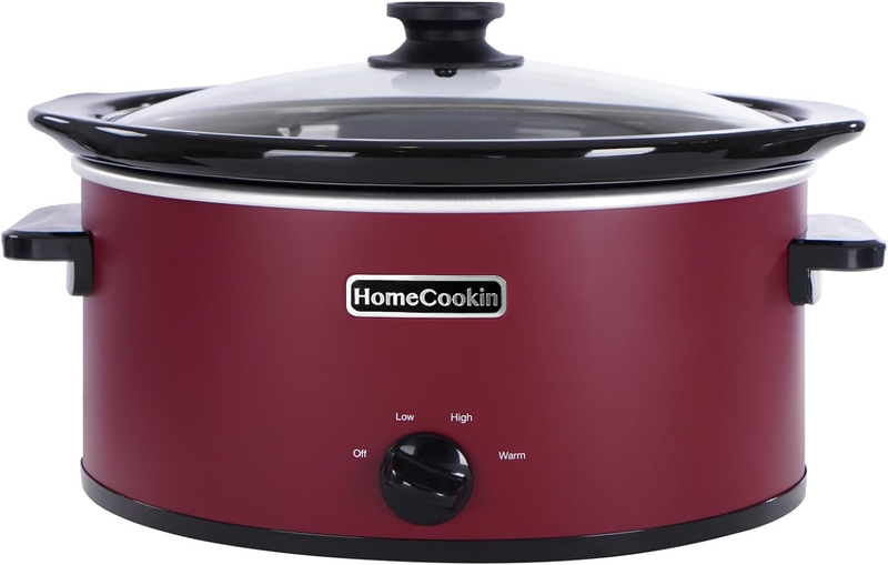 7Qt Oval Slow Cooker Manual 3-Setting Red Stainless Steel Warmer0