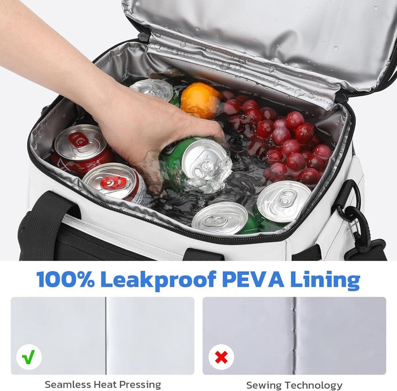 20L Expandable Double Deck Insulated Lunch Bag White Cooler4