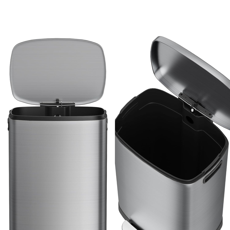 13 Gallon Kitchen Trash Can Stainless Steel Soft Close Pedal Bin 50L7