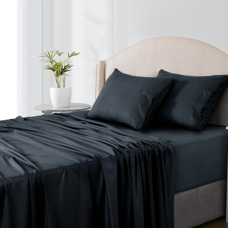 Rayon from Bamboo Blend Sheets Queen - 4 Piece Deep Pocket Bed Sheets Set, Black6