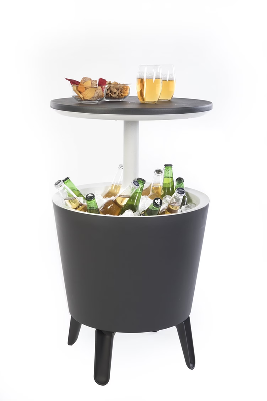 Modern 2-in-1 Cooler & Side Table Outdoor Patio Bar Gray0
