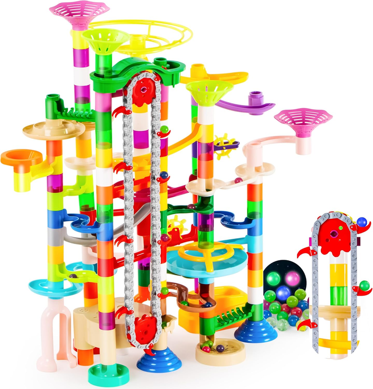 236Pcs Glowing Marble Run w Motor Elevator STEM Building Blocks Toy8
