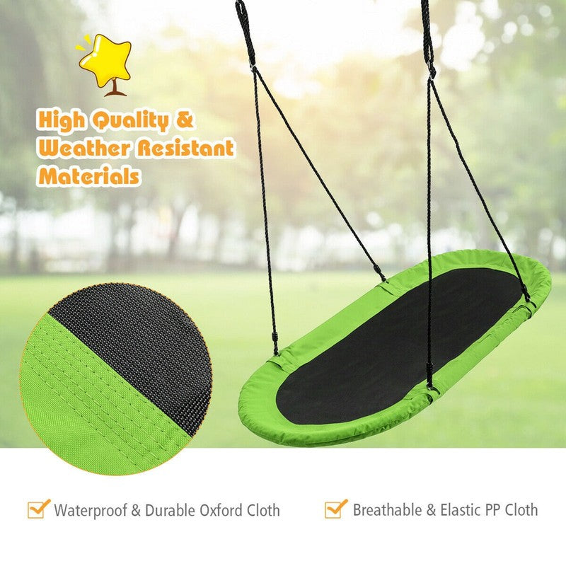 60" Saucer Tree Swing, Adjustable Outdoor Kids Giant Oval Platform, Green6