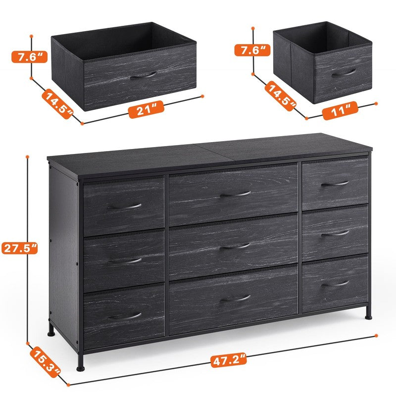 Wide Dresser TV Stand with 9 Drawers Dresser for Bedroom Chests of Drawers for L3