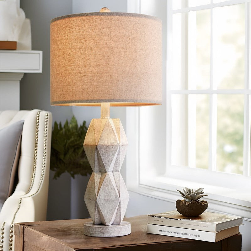 Set of 2 Farmhouse White Table Lamp 24.5" Rustic Resin for Bedroom & Living Room7