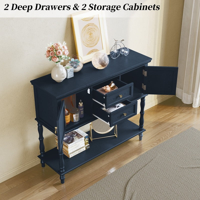 42” Farmhouse Modern Console Table Entryway w/ Storage Shelf Navy Blue5