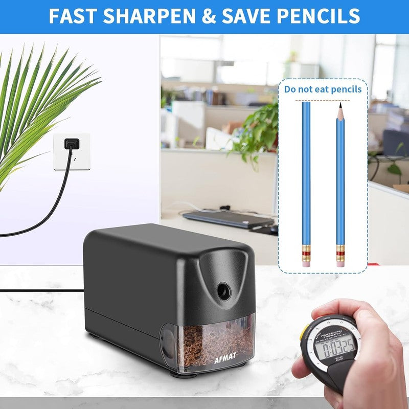 Heavy Duty Electric Pencil Sharpener for 6 11mm Pencils Auto Stop Black3