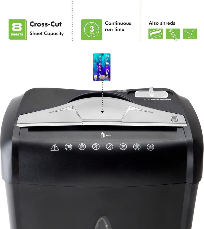 8 Sheet Cross Cut Paper & Credit Card Shredder P 4 High Security 3.7Gal Basket1