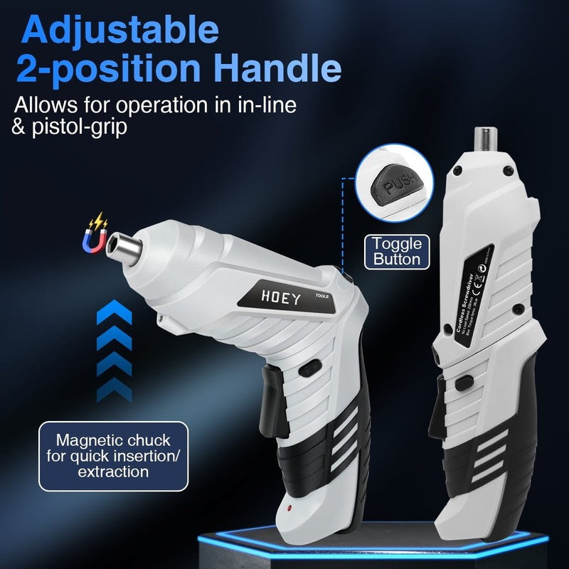 47-in-1 Cordless Electric Screwdriver LED USB Dual Position Handle Home DIY4